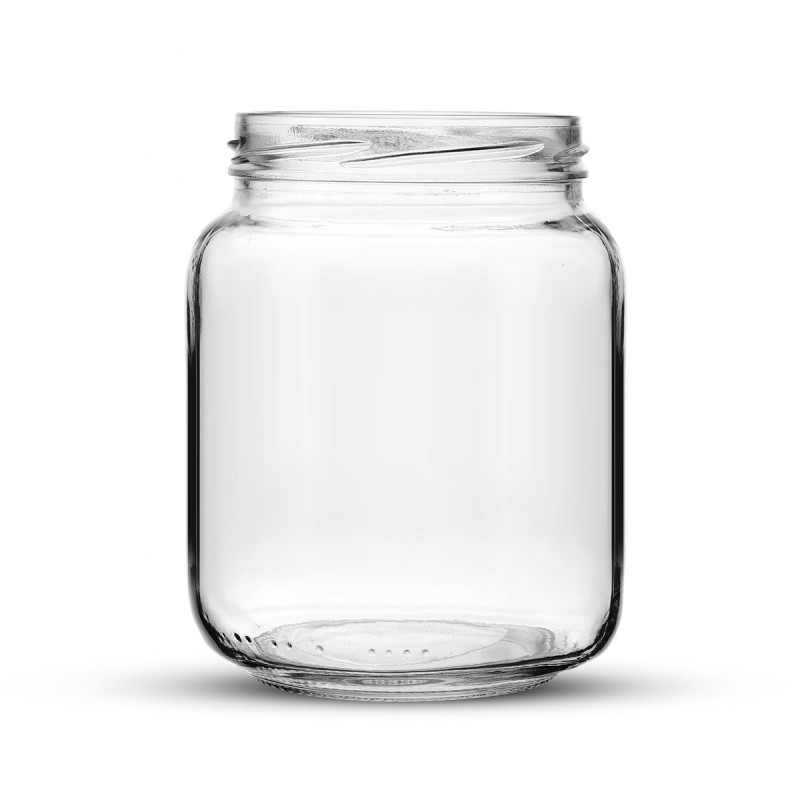 Bocal en verre transparent avec couvercle métal à vis - 700 ml - lot de 10